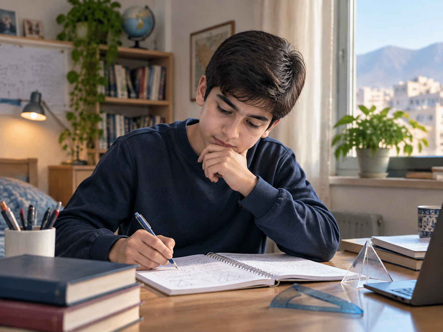 دانش‌آموز علاقه‌مند به حل مسائل تحلیلی و چالش علمی